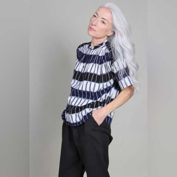 Apiece Apart Shirred Mission Top in Ikat - Picture 1 of 7